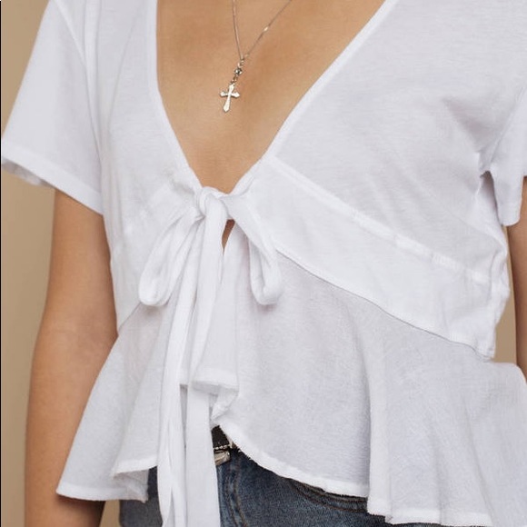 Free People Knot Me White Tie-Front Crop Top - Picture 5 of 7